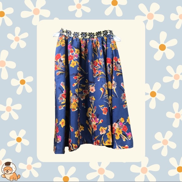 SOLD- Anthropologie Edme and Esyllte Goldfield Floral Silk Skirt - Picture 4 of 15